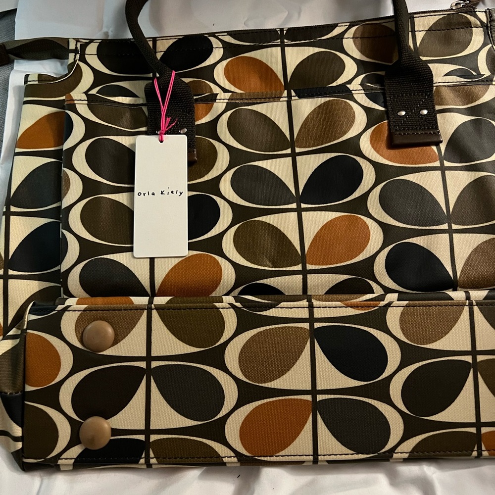 Orla Kiely Large Oval Print Stem Handbag In Amber